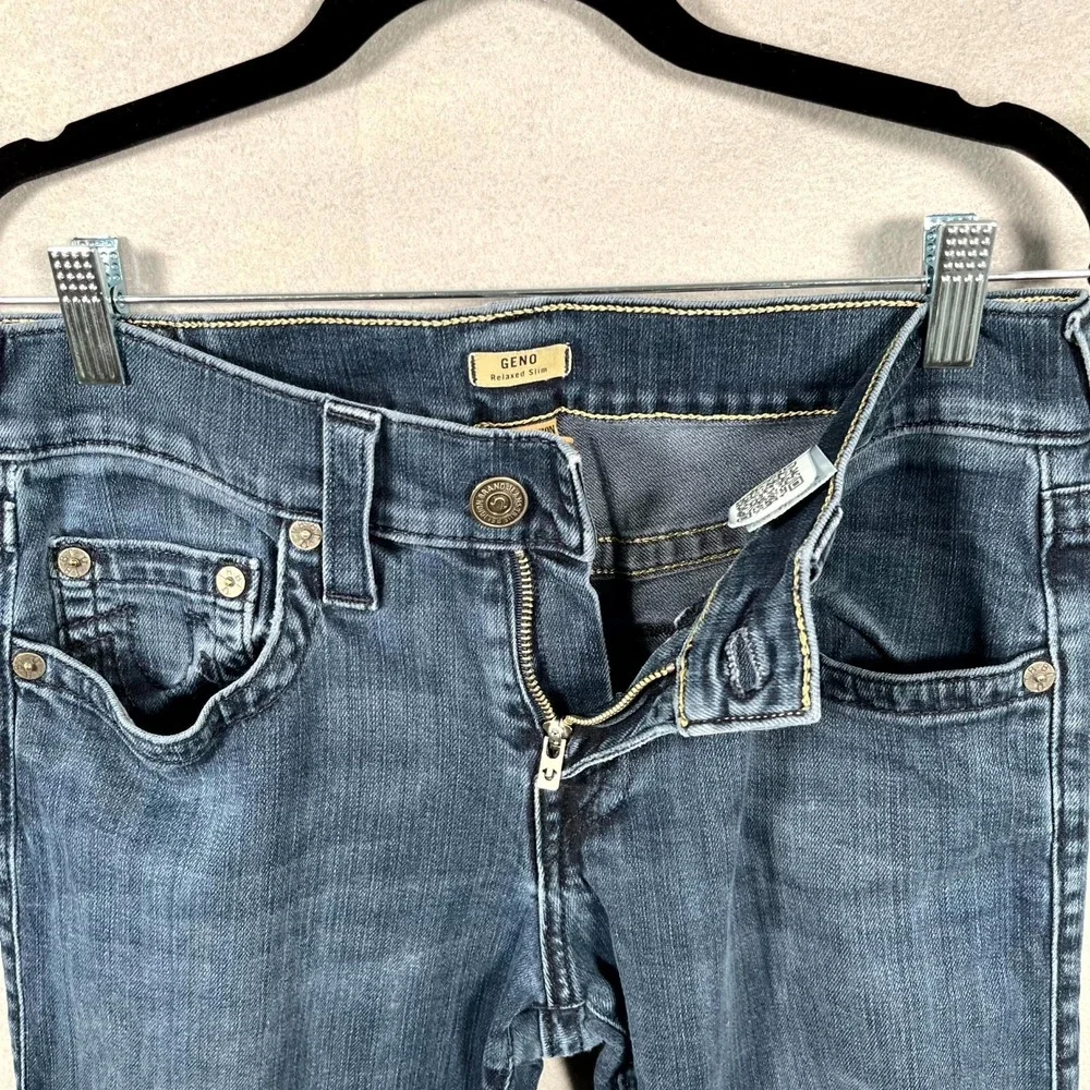 True Religion Geno Jeans Men 30 Blue Denim Medium Wash Relaxed Slim Straight Leg